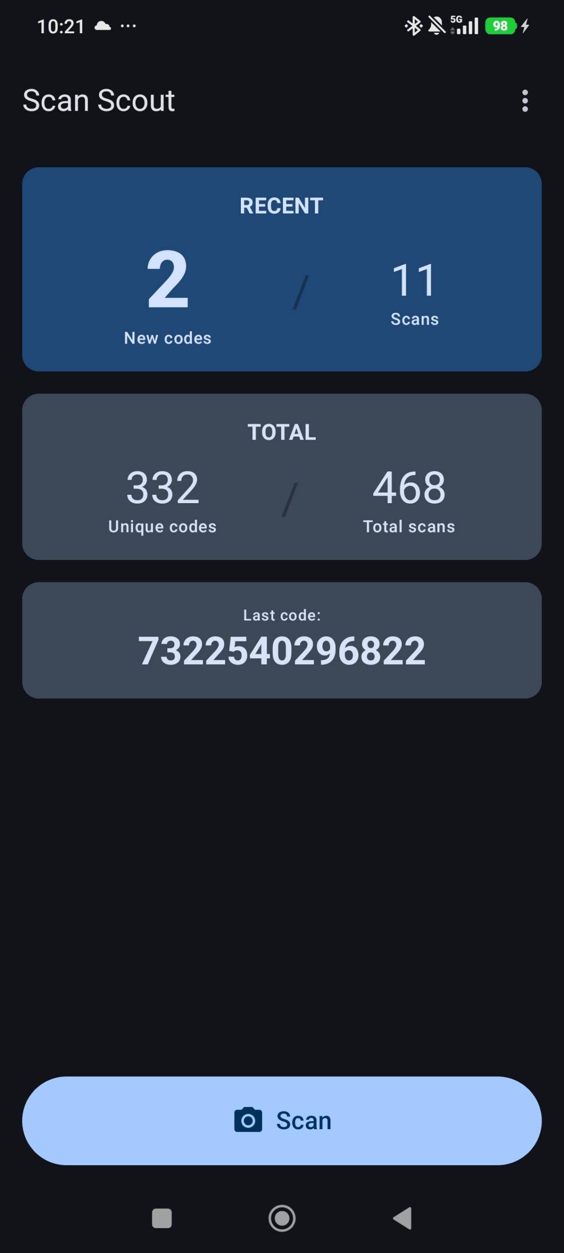 Main screen (camera mode)